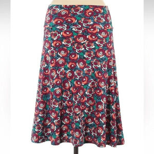 LuLaRoe Azure A-Line Floral Midi Skirt Disney Beauty & The Beast Roses Size S